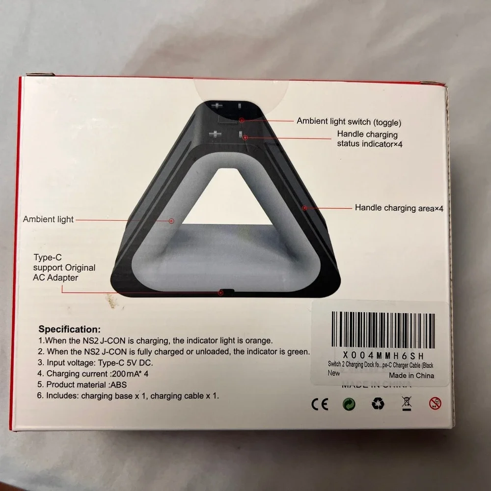 NS2 Charging Dock for Nintendo Switch Joy-Con 4-in-1‎ RGB LED Station Black NEW
